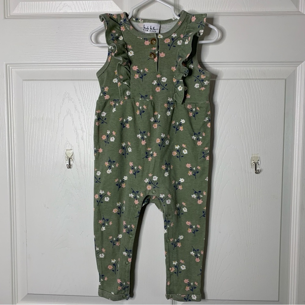 Nicole Miller / Girls 2T / Olive Green- Floral Romper / Bodysuit